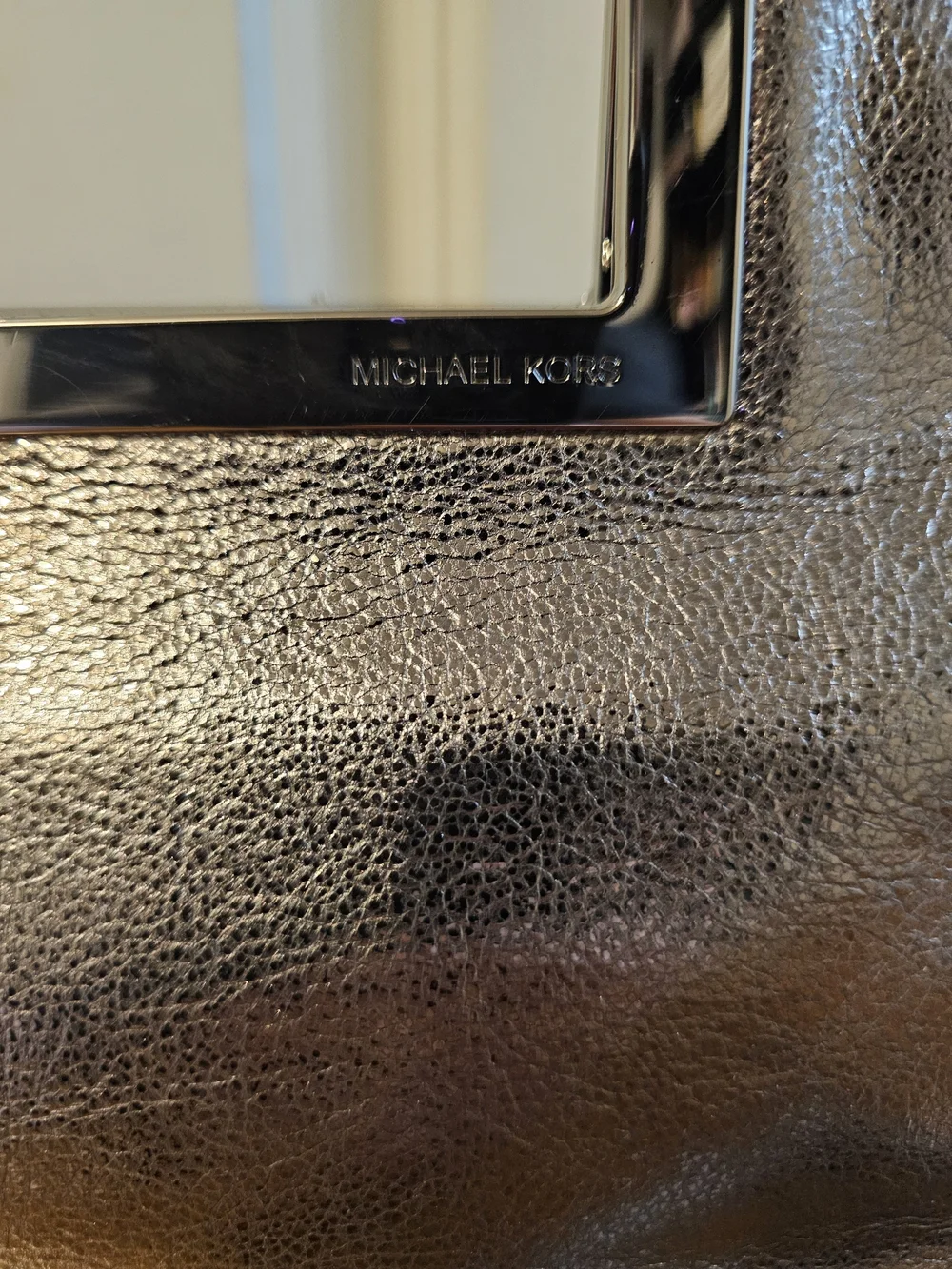 Michael Kors Metallic Pewter Chain-Handle Clutch